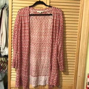 Pink floral open cardigan